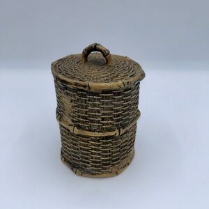 Faux Bamboo Brass Canister/Basket